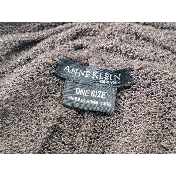 Anne Klein OS Sheer Chocolate Brown Shrug Wrap Sweater Cardigan Knit Lightweight - Picture 11 of 13